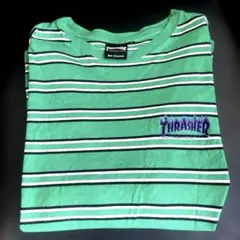 THRASHER 緑 ストライプ Tシャツ サイズL