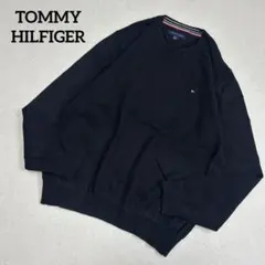 TOMMY HILFIGER ブラック クルーネックコットンニットセーターのサムネイル