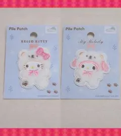 ハローキティ＆マイメロディ　サンリオ パイルワッペン ふわふわ