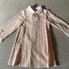 組曲ピンクレースワンピース 襟付き