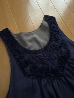 【未使用】ネイビー ノースリーフリルワンピース