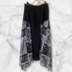 is ScoLarスカラー 花蝶パッチワーク柄シフォン切替スカート ウエストゴムのサムネイル