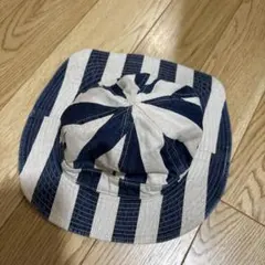 ベビー用 ネイビーとホワイトストライプ帽子 Mサイズ