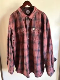 <古着> Carhartt カーハート 2XL 赤黒チェック長袖シャツ
