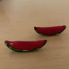 ミニチュア ガラス細工 フルーツ スイカ2個