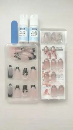 ネイルチップ フレンチデザイン ネイルグルー付きのサムネイル