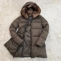 デュベティカ ラビットファー ナイロン ダウンコート ブラウン