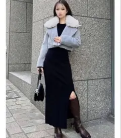 リゼクシー フェイクファーショートジャケット ファー付ショートコート