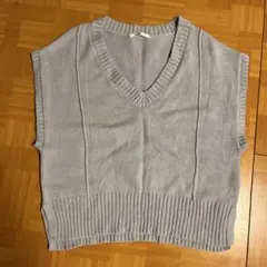 ブルー Vネックニットベスト