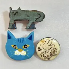 猫と小鳥のバッジセット