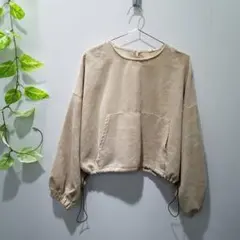 ヴィンテージ 韓国 カットソー F クルーネック 長袖 無地 コーデュロイ 秋冬