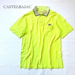 【カステルバジャック】 半袖ポロシャツ M イエローグリーン ゴルフ 熊デザインのサムネイル