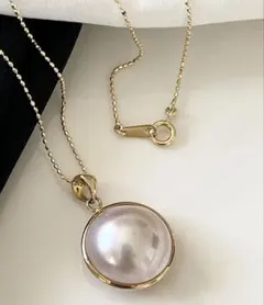 【新品】K18 マベパール ペンダントトップ15mm オーロラ フォーマル 上品