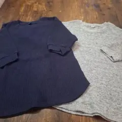 ユニクロ　ワッフル生地　七分袖 T 120㎝　2枚セット