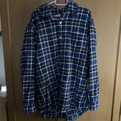 コンバースネルシャツ 長袖 ネイビー系チェック2L