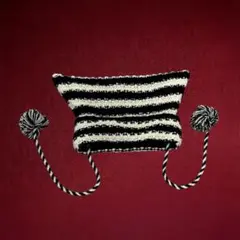 猫耳 ストライプ ニット帽 ポンポン付き Y2K サブカル ロック パンク 地雷