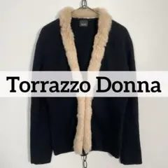 ★Torrazzo Donna アンゴラ ファーラインカーディガン ブラック