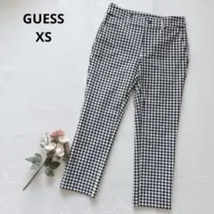 ゲス GUESS ギンガムチェック テーパードパンツ 綺麗め オフィス 白黒