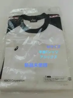 ASICS ラグランスリーブ半袖Tシャツ ホワイト/ネイビーMサイズ