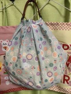 ハンドメイドバッグ　和柄　持ち手が外せる改良ver. 薄水色飴柄