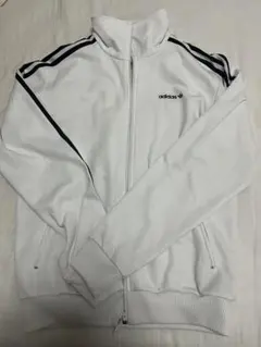 J adidas トラックジャケット　ジャージ　ホワイト　フロッキー文字
