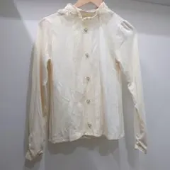 アイボリー フリル 長袖 シャツ M ホワイト ブラウス 可愛い axes