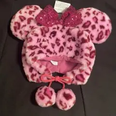 【新品未使用】 ディズニー ファンキャップ ミニー レオパード ピンク タグ付き