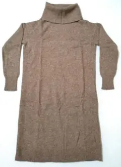 ワールド INDIVI オフタートル ニットワンピース 40サイズ ウール混