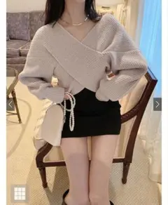 グレイル　カシュクールニットトップス[mb1515] Vネック ラップニット