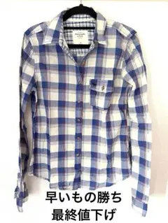 Abercrombie&Fitch チェックシャツ　M ブルーのサムネイル