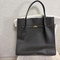 グレー　レザートートバッグ