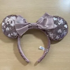 ディズニーミニーちゃん　ピンク ハート型スパンコールカチューシャ