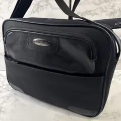 Samsonite サムソナイト ナイロン×本革 レザー ショルダーバッグ 黒