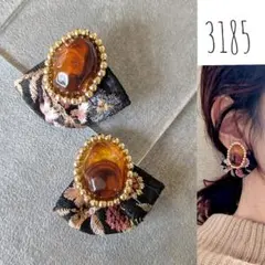 ビーズ刺繍 インド刺繍リボン ハンドメイド ピアス イヤリング 3185