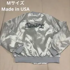 Mサイズ　Pla-Jac スタジャン　シルバー　刺繍 海外古着　ヴィンテージ