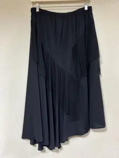 アズノウアズオオラカ　シフォン　アシンメトリースカート　黒 レース部分ドット柄