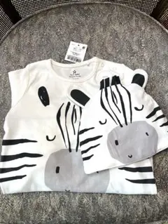 nextbaby しまうまロンパース帽子SET タグ付き