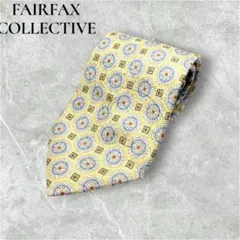【美品】FAIRFAX ネクタイ 幾何学模様 シルク100％ 日本製 イエロー