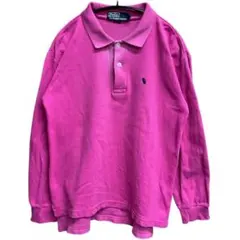 ラルフローレン　レディースポロシャツ 長袖　桃色　S　ワンポイント【1626】