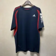 adidas アディダス Tシャツ ネイビー レッド Lのサムネイル