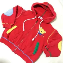 オールド　ミキハウス　レッド　パーカー　90cm　レトロ　くま　■　C097