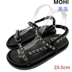 〈美品〉MOHI モヒ【23.5cm】チェーン ストラップサンダル 黒のサムネイル