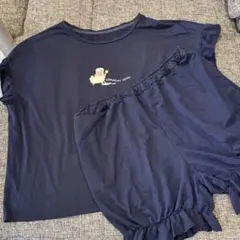 3XL/gu/おぱんちゅうさぎ/フリルラウンジセット/ネイビー 大きいサイズ