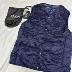 新品 TAION タイオン メンズ Vネック インナーダウンベスト ネイビー　M