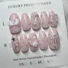 【オーダー作成】ネイルチップ　ウィッシュコア　ピンク