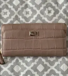 COACH マットベージュ クロコ型押し　ラウンドファスナー　長財布