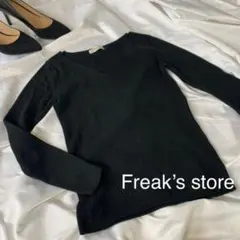D1415【美品】フリークスストア　黒ニット　カットソー　FREESIZE