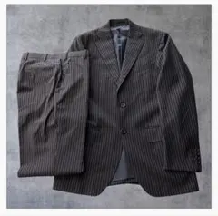 measure made メンズ ビジネススーツ ストライプ 黒　ストライプのサムネイル