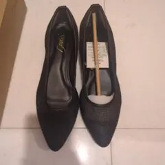ブラックポインテッドトゥフラットシューズ 26.5cm