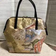 古布リメイクがま口バッグ 唐獅子 袋帯 - メルカリ